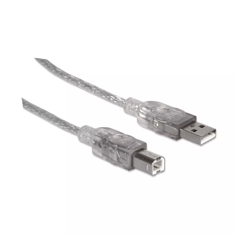 USB-A naar USB-B kabel Manhattan 345408 5 m stekker naar stekker zilver