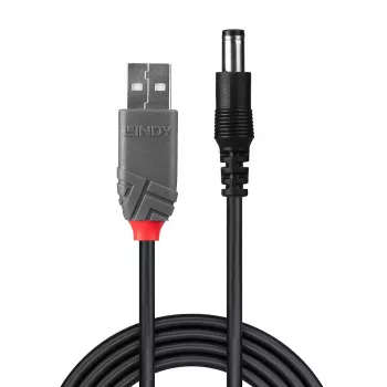 Adapterkabel USB-A-stekker – DC 5,5/2,1 mm stekker Lindy 70268