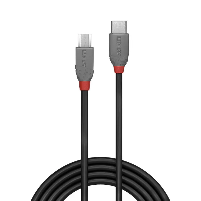 Lindy 0,5 m USB 2.0 Type-C-naar-Micro-B-kabel, Anthra Line