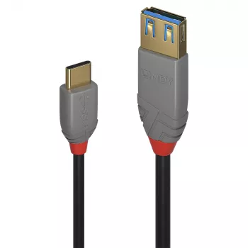 Lindy 0,15 m USB 3.2 Type-C-naar-A-adapterkabel, 10 Gbit/s, Anthra Line
