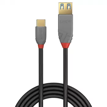 Lindy 0,15 m USB 3.2 Type-C-naar-A-adapterkabel, 10 Gbit/s, Anthra Line