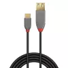 Lindy 36897 USB 2.0-adapterkabel, USB-C-stekker naar USB-A-bus, Anthra Line, 0,15 m