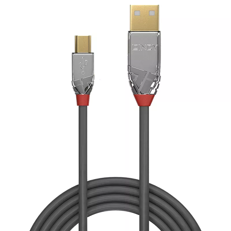 Lindy 7,5m USB 2.0 type A naar Mini-B kabel, Cromo Line