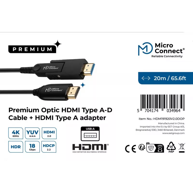 HDMI-kabel MicroConnect HDM191920V2.0DOP 20m
