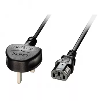 Lindy 5m UK 3-pins stekker naar IEC C13 netkabel, zwart, 5 m, C13-koppeling