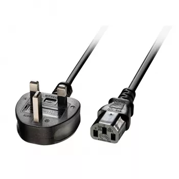 Lindy 5m UK 3-pins stekker naar IEC C13 netkabel, zwart, 5 m, C13-koppeling