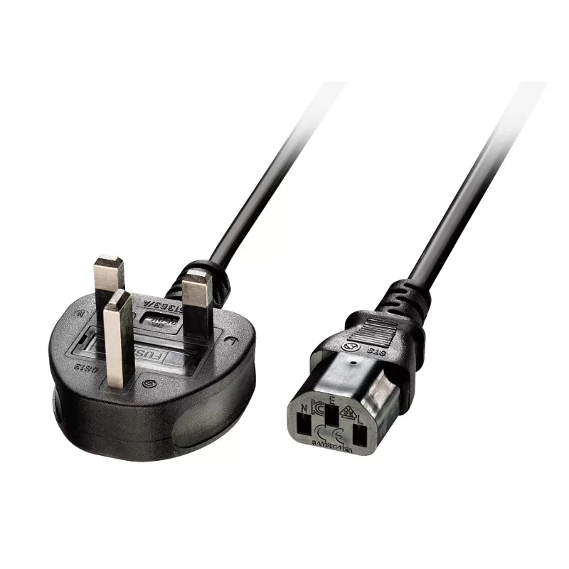Lindy 5m UK 3-pins stekker naar IEC C13 netkabel, zwart, 5 m, C13-koppeling