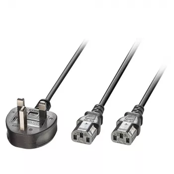Netkabel MicroConnect PE090425Y, H05VV-F 2,5 m, 2 x C13-koppeling, 250 V 13 A, zwart
