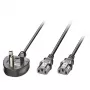 Lindy 30371 stroomsplitterkabel, UK BS 1363 naar 2x C13, 13 A, 2,5 m, zwart