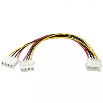 Lindy 0,25 m stroomadapter, LP4-stekker naar 2 x LP4-bus