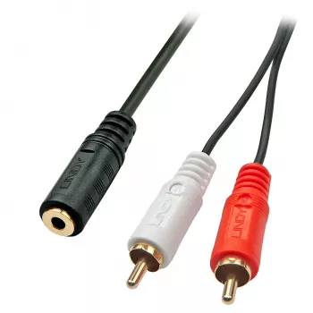 Lindy 0,25 m AV-adapterkabel – 3,5-mm bus naar 2 x cinch-stekker