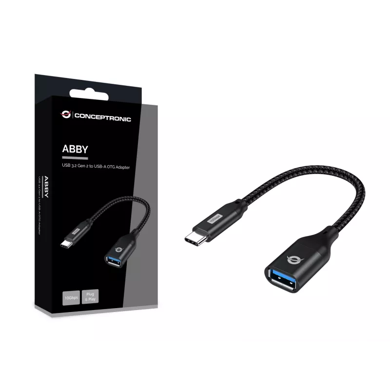 Conceptronic ABBY18B USB 3.2 Gen 2 naar USB-A OTG-adapter