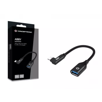 Conceptronic ABBY19B USB 3.2 Gen 2 90°-haaks naar USB-A OTG-adapter