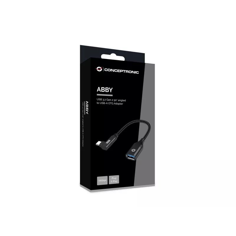 Conceptronic ABBY19B USB 3.2 Gen 2 90°-haaks naar USB-A OTG-adapter