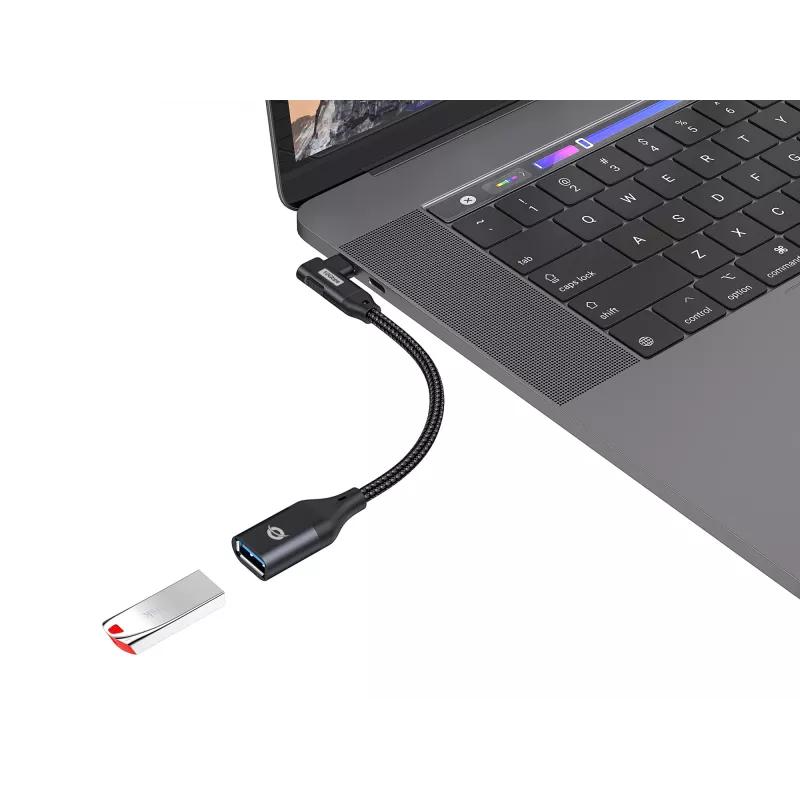Conceptronic ABBY19B USB 3.2 Gen 2 90°-haaks naar USB-A OTG-adapter