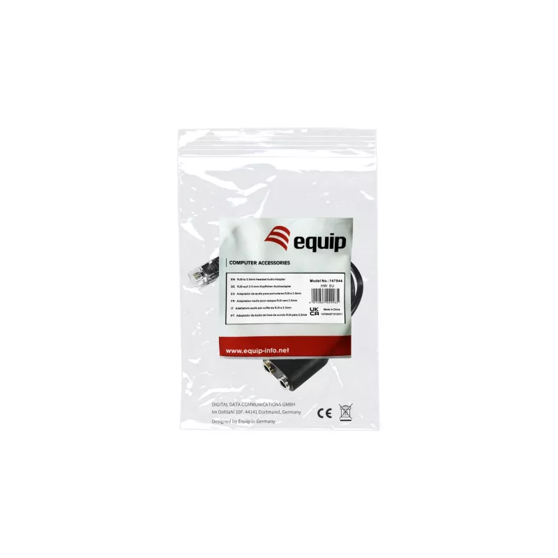 Equip RJ9 naar 3,5mm headset audio-adapter zwart 0,25 m