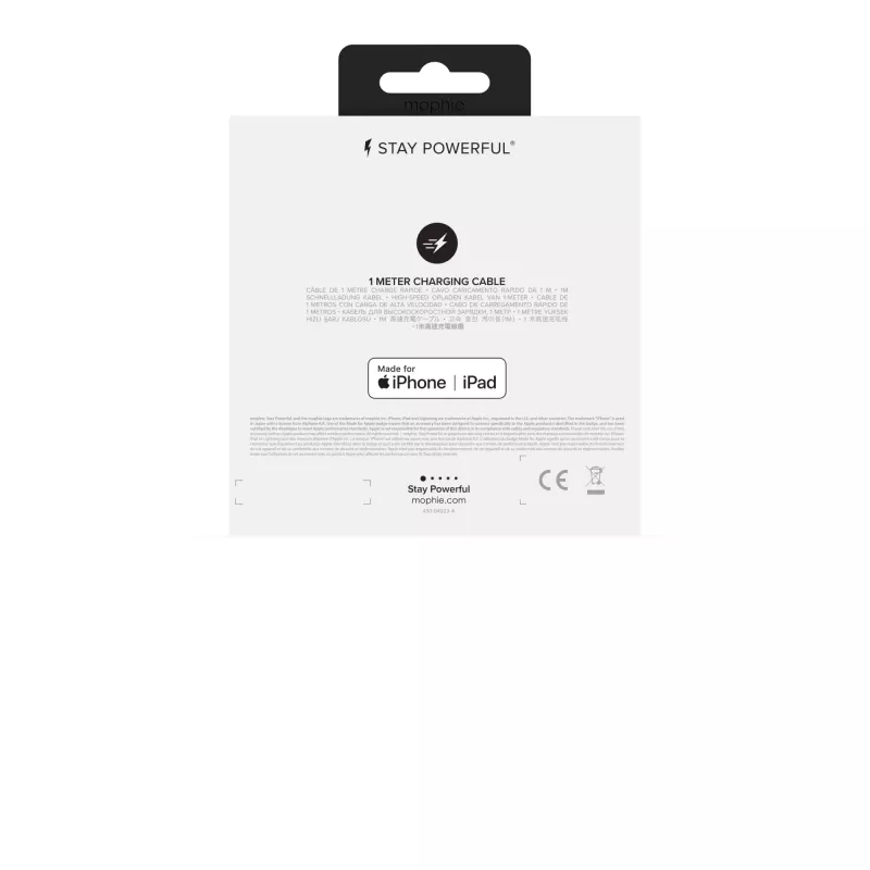 mophie oplaad- en synckabel – USB-A naar Micro/USB-C/LTG – 1 m – wit