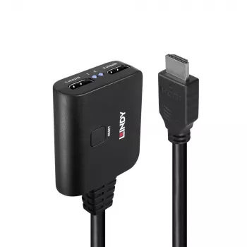 Lindy 2-poorts HDMI 4K60 splitter kabel zwart 3840x2160
