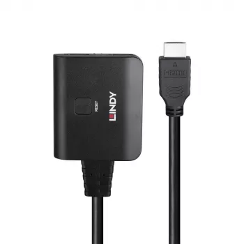 Lindy 2-poorts HDMI 4K60 splitter kabel zwart 3840x2160