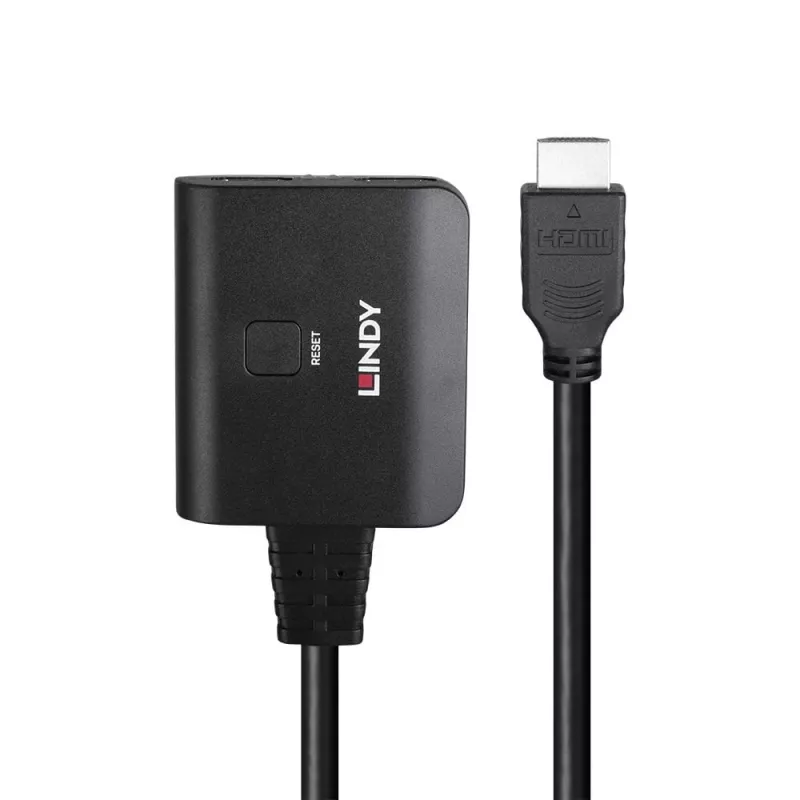 Lindy 2-poorts HDMI 4K60 splitter kabel zwart 3840x2160