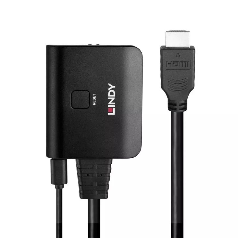 Lindy 2-poorts HDMI 4K60 splitter kabel zwart 3840x2160