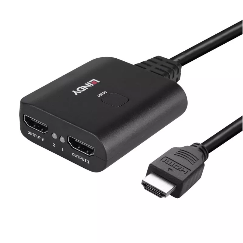 Lindy 2-poorts HDMI 4K60 splitter kabel zwart 3840x2160