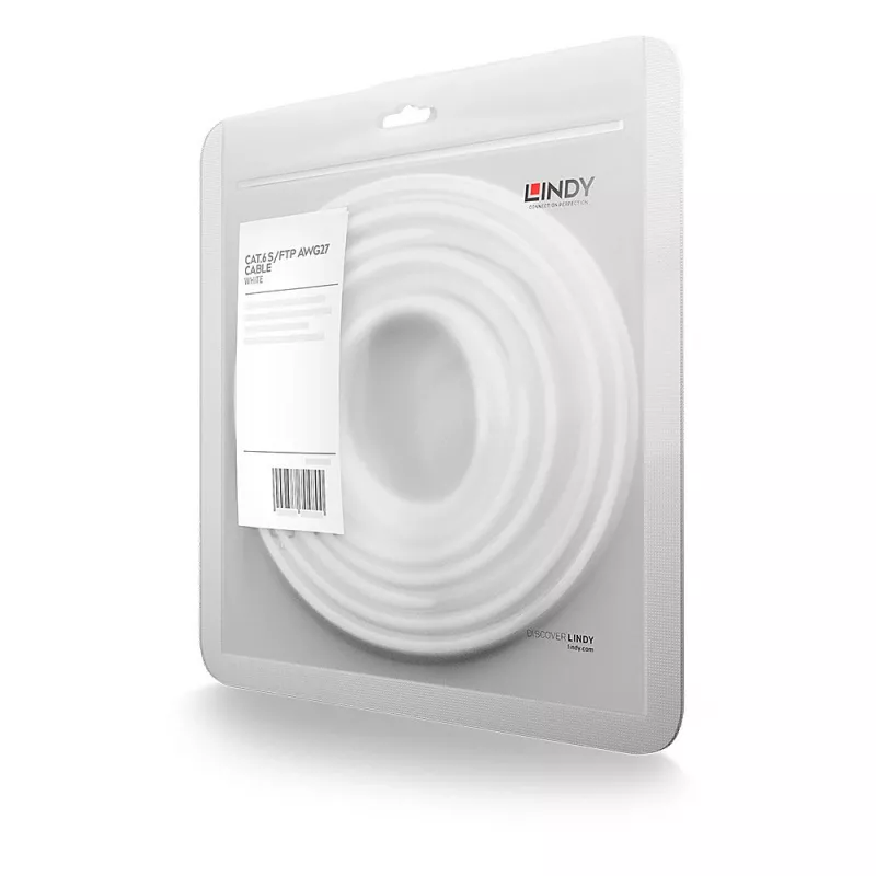 Netwerkkabel Lindy RJ-45 Cat.6 S/FTP 10 m, wit, vergulde stekkers, 10/100/1000Base-T(X)