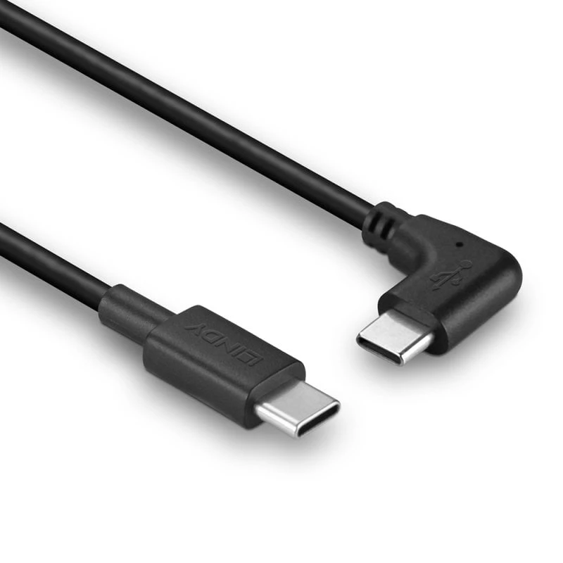 Lindy 1m USB 2.0 rechte USB-C naar haakse USB-C kabel