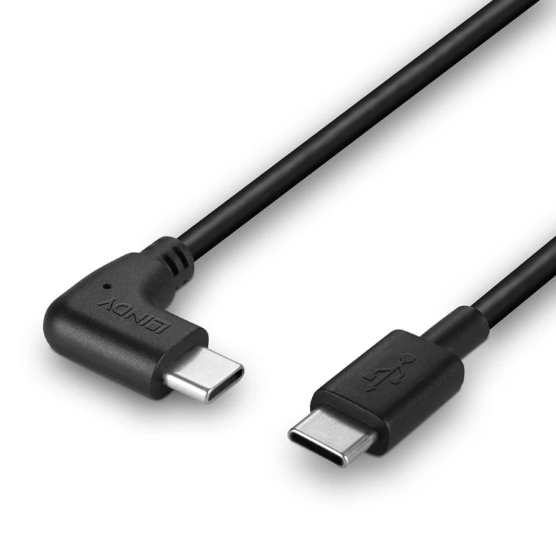 Lindy 1m USB 2.0 rechte USB-C naar haakse USB-C kabel