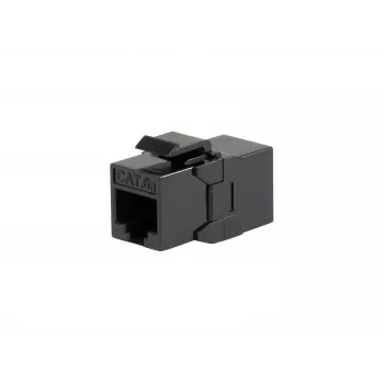 Keystone-inline-koppeling EQUIP Cat.6A ongeafschermd, RJ-45, plat model, zwart, 8 stuks