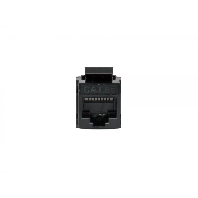 Keystone-inline-koppeling EQUIP Cat.6A ongeafschermd, RJ-45, plat model, zwart, 8 stuks
