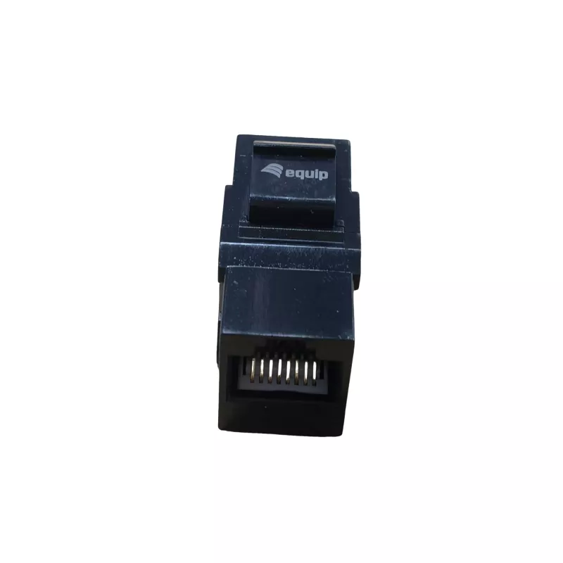 Keystone-inline-koppeling EQUIP Cat.6A ongeafschermd, RJ-45, plat model, zwart, 8 stuks