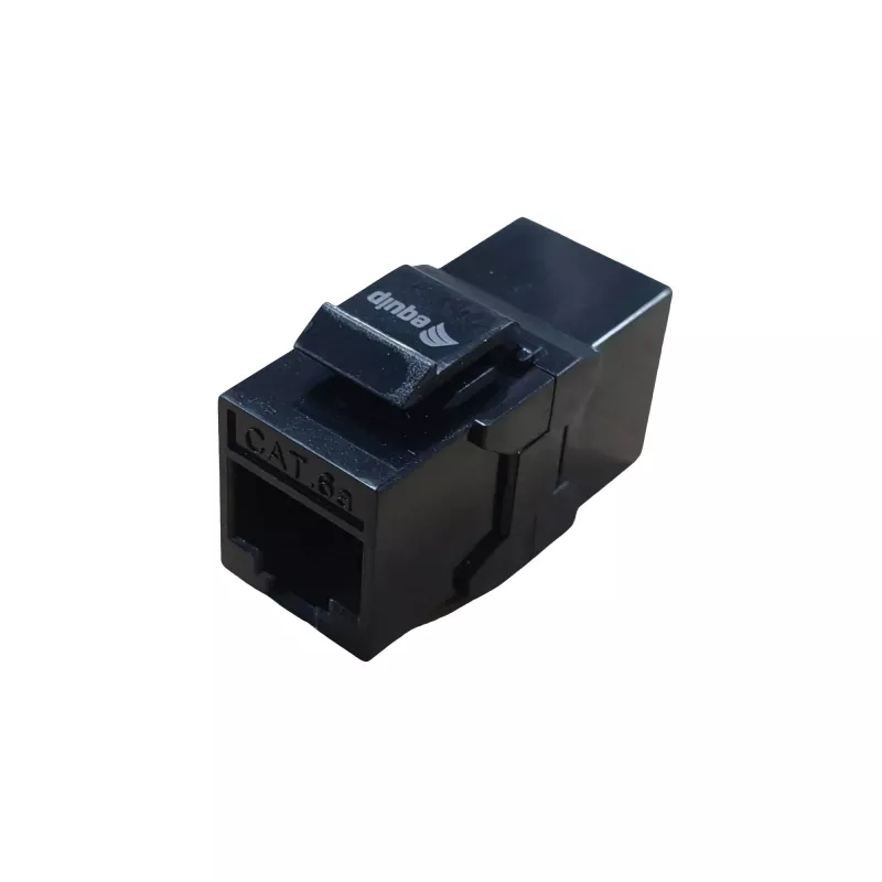 Keystone-inline-koppeling EQUIP Cat.6A ongeafschermd, RJ-45, plat model, zwart, 8 stuks
