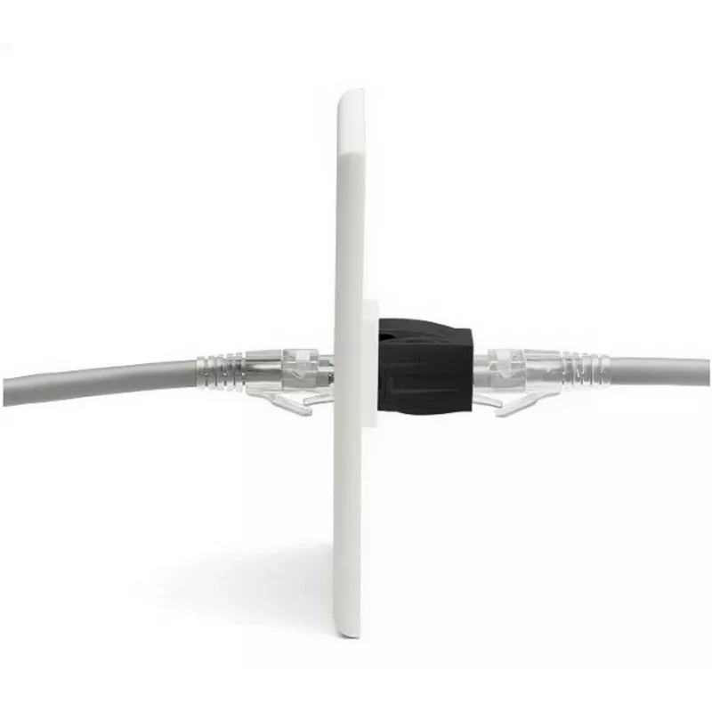 Keystone-inline-koppeling EQUIP Cat.6A ongeafschermd, RJ-45, plat model, zwart, 8 stuks