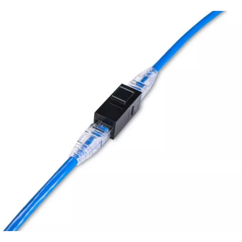 Keystone-inline-koppeling EQUIP Cat.6A ongeafschermd, RJ-45, plat model, zwart, 8 stuks