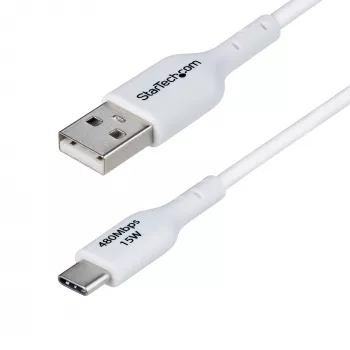 StarTech.com 1 m USB-A naar USB-C oplaadkabel, laden & synchroniseren, 3A, USB 2.0, TPE-mantel – witte USB-oplaadkabel