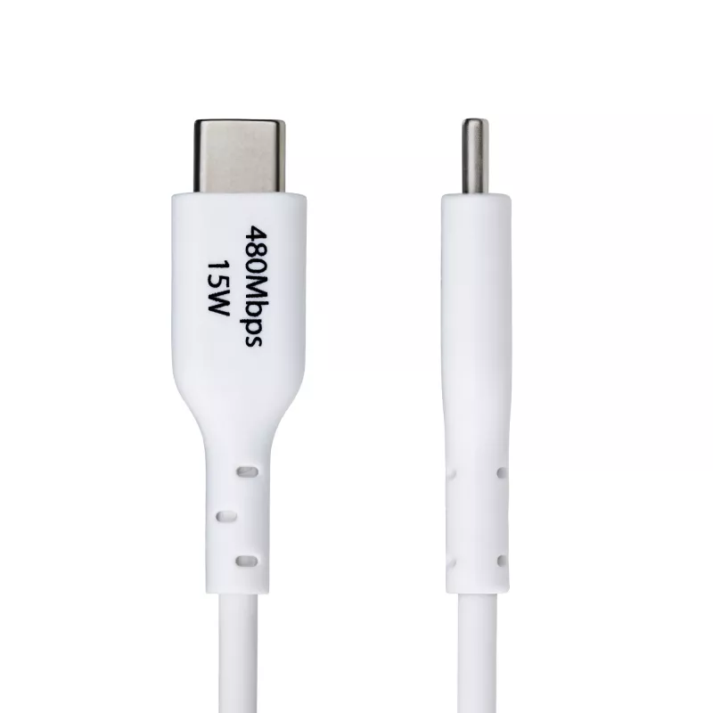 StarTech.com 1 m USB-A naar USB-C oplaadkabel, laden & synchroniseren, 3A, USB 2.0, TPE-mantel – witte USB-oplaadkabel