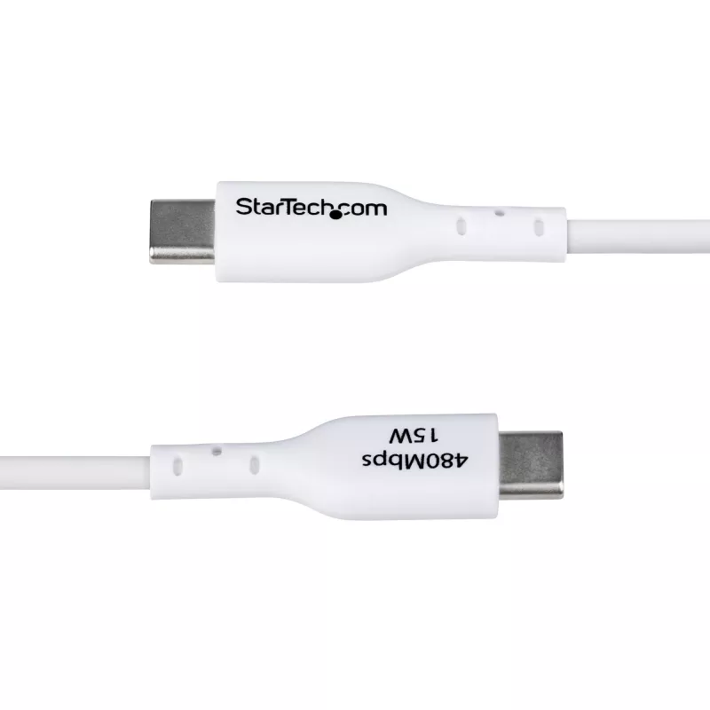 StarTech.com 1 m USB-A naar USB-C oplaadkabel, laden & synchroniseren, 3A, USB 2.0, TPE-mantel – witte USB-oplaadkabel