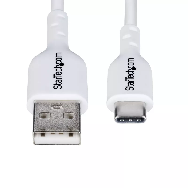 StarTech.com 1 m USB-A naar USB-C oplaadkabel, laden & synchroniseren, 3A, USB 2.0, TPE-mantel – witte USB-oplaadkabel
