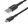 StarTech.com 3 ft (1 m) USB-A naar USB-C oplaadkabel, laden & synchroniseren, 3A, USB 2.0, TPE-mantel – zwarte USB-oplaadkabel