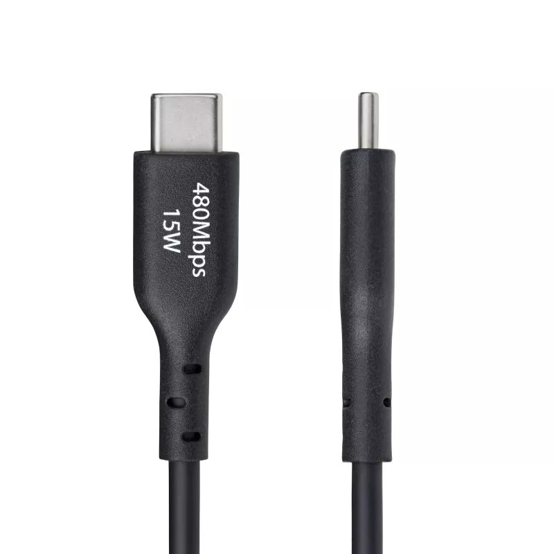 StarTech.com 3 ft (1 m) USB-A naar USB-C oplaadkabel, laden & synchroniseren, 3A, USB 2.0, TPE-mantel – zwarte USB-oplaadkabel