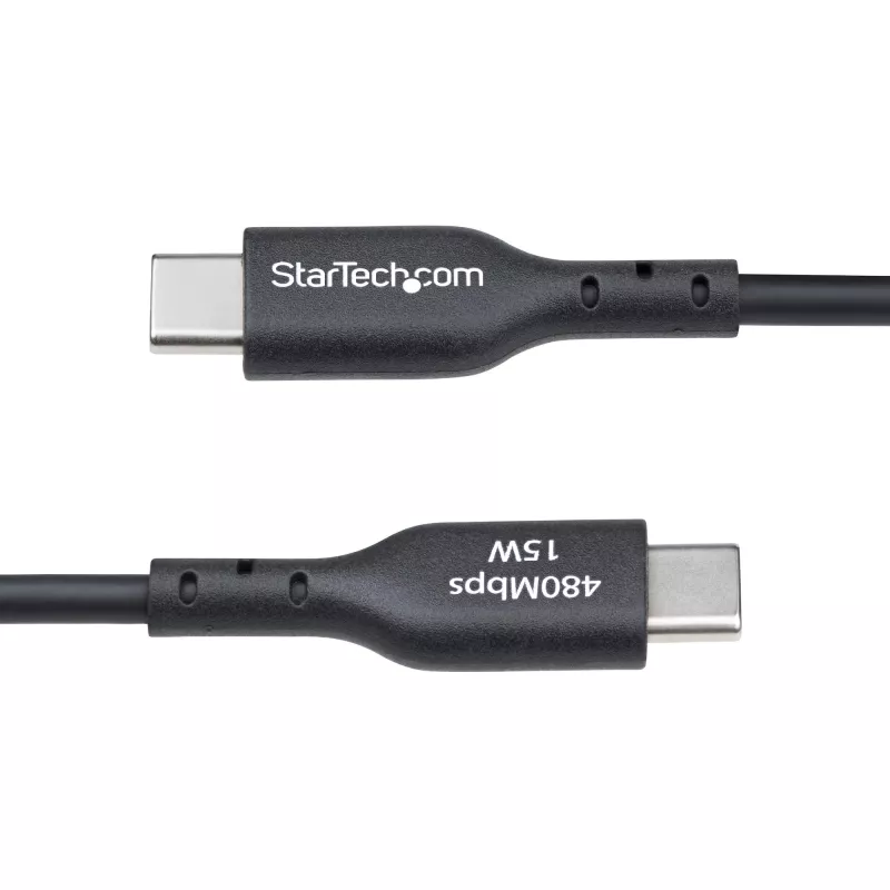 StarTech.com 3 ft (1 m) USB-A naar USB-C oplaadkabel, laden & synchroniseren, 3A, USB 2.0, TPE-mantel – zwarte USB-oplaadkabel