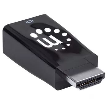 Manhattan HDMI naar VGA (met audio) converter, 1080p, stekker naar bus, micro-USB stroomingang voor extra stroomvoorziening indien nodig, zwart, drie jaar garantie