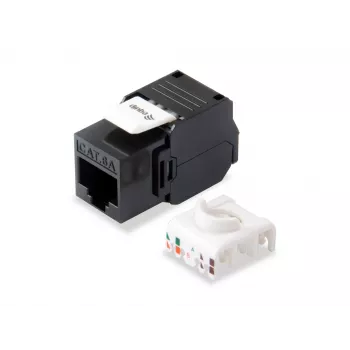 Equip Cat.6A ongeafgeschermde keystone jack gereedschapsvrij, RJ-45, LSA, zwart