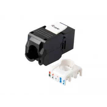 Equip Cat.6A ongeafgeschermde keystone jack gereedschapsvrij, RJ-45, LSA, zwart