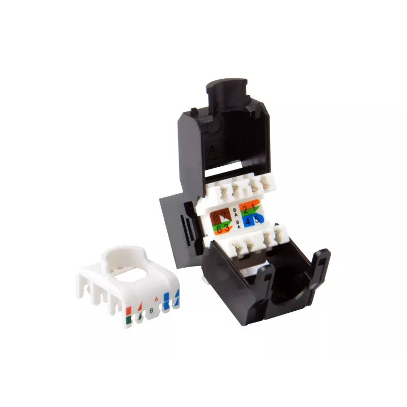 Equip Cat.6A ongeafgeschermde keystone jack gereedschapsvrij, RJ-45, LSA, zwart