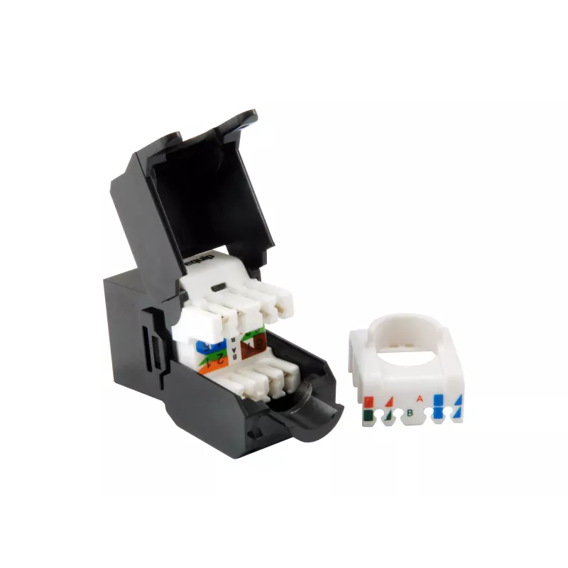 Equip Cat.6A ongeafgeschermde keystone jack gereedschapsvrij, RJ-45, LSA, zwart