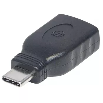 Manhattan USB-C-naar-USB-A-adapter, stekker naar bus, 5 Gbit/s (USB 3.2 Gen1, ook USB 3.0), SuperSpeed USB, zwart, levenslange garantie, gelijk aan USB31CAADG
