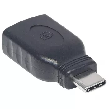 Manhattan USB-C-naar-USB-A-adapter, stekker naar bus, 5 Gbit/s (USB 3.2 Gen1, ook USB 3.0), SuperSpeed USB, zwart, levenslange garantie, gelijk aan USB31CAADG