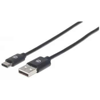 Manhattan USB-C-naar-USB-A-kabel, 3 m, stekker naar stekker, 480 Mbit/s (USB 2.0), Hi-Speed USB, zwart, levenslange garantie